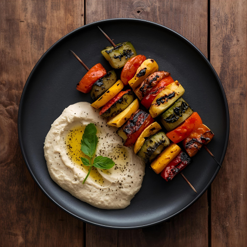Brochettes de légumes grillés avec houmous - Vite & Gourmand