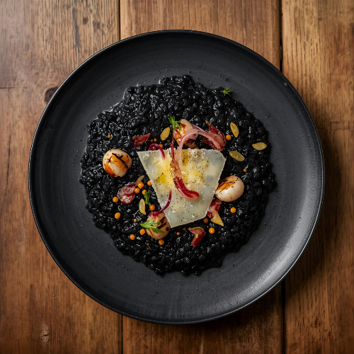 Risotto noir à l'encre de seiche - Vite & Gourmand