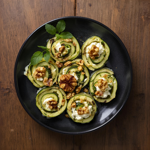 Roulés de courgette au fromage de chèvre et noix - Vite & Gourmand