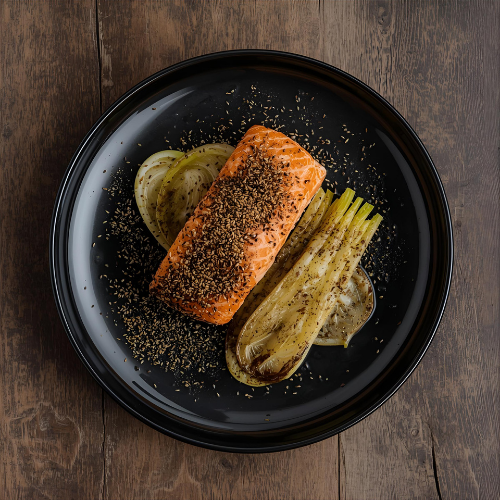 Saumon en croûte de sésame, tombée de fenouil - Vite & Gourmand